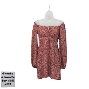 Lush A-Line Mini Floral On/ Off Shoulder Dress Balloon Puff Sleeve Keyhole Scoop